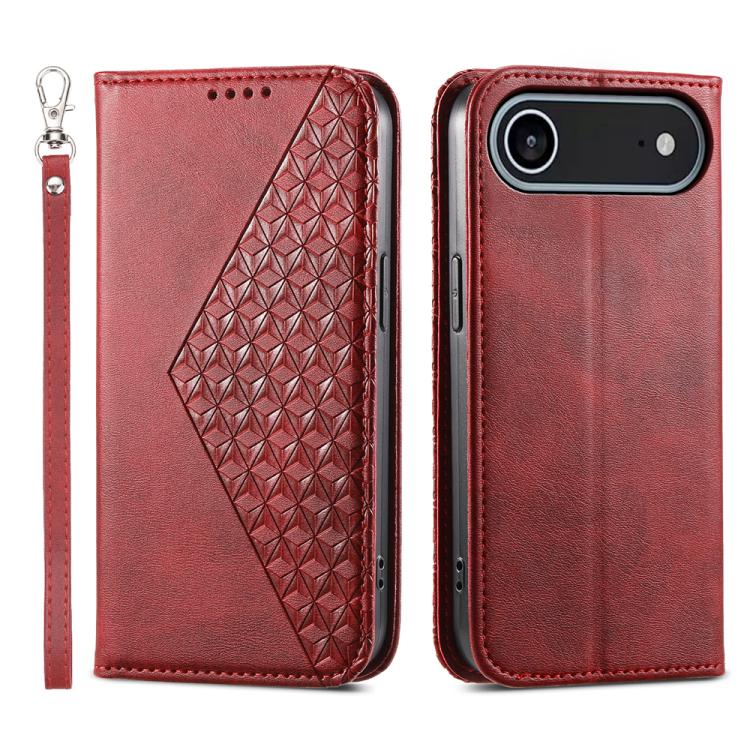Cubic Grid Calf Texture Magnetic Leather Phone Case, iPhone 16e, For iPhone 16 Pro Max, For iPhone 16 Pro, For iPhone 16 Plus