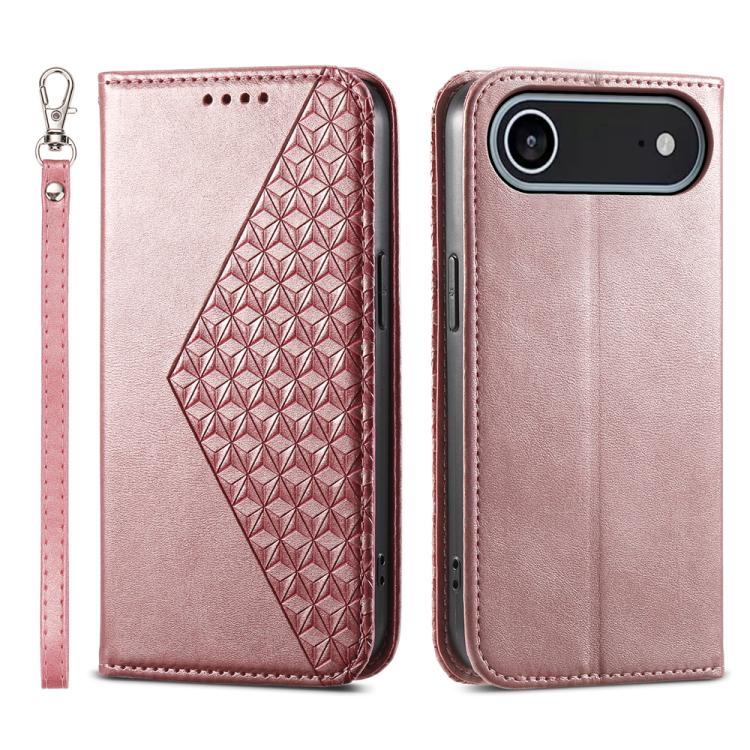 Cubic Grid Calf Texture Magnetic Leather Phone Case, iPhone 16e, For iPhone 16 Pro Max, For iPhone 16 Pro, For iPhone 16 Plus