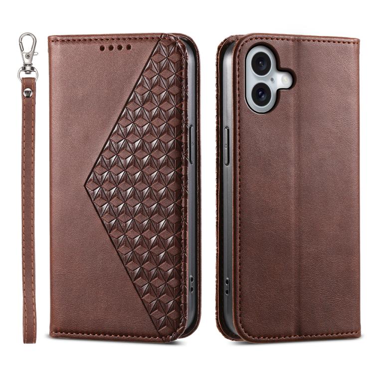 Cubic Grid Calf Texture Magnetic Leather Phone Case, For iPhone 17 Pro Max, For iPhone 17 Pro, For iPhone 17, For iPhone Air