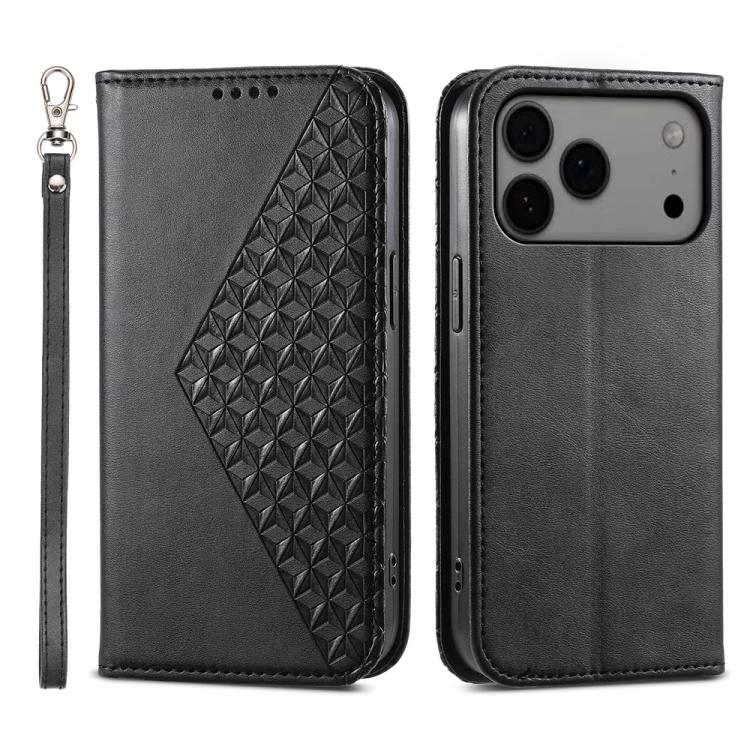 Cubic Grid Calf Texture Magnetic Leather Phone Case, For iPhone 17 Pro Max, For iPhone 17 Pro, For iPhone 17, For iPhone Air