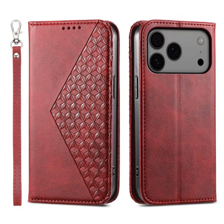 Cubic Grid Calf Texture Magnetic Leather Phone Case, For iPhone 17 Pro Max, For iPhone 17 Pro, For iPhone 17, For iPhone Air