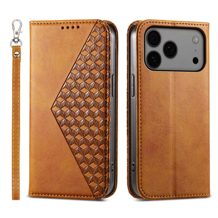 Cubic Grid Calf Texture Magnetic Leather Phone Case, For iPhone 17 Pro Max, For iPhone 17 Pro, For iPhone 17, For iPhone Air