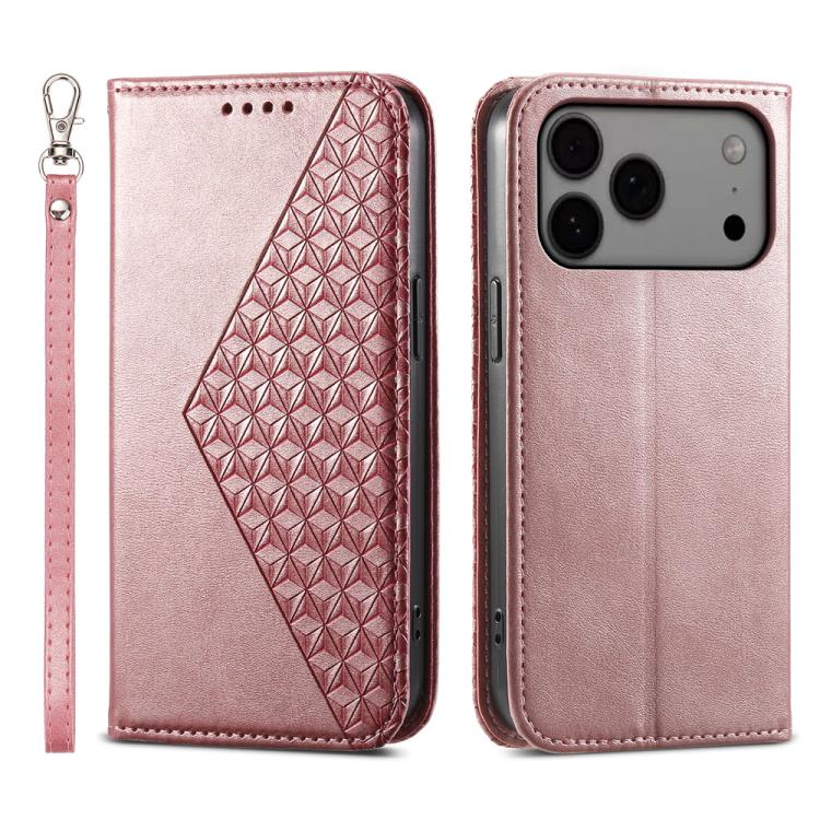 Cubic Grid Calf Texture Magnetic Leather Phone Case, For iPhone 17 Pro Max, For iPhone 17 Pro, For iPhone 17, For iPhone Air