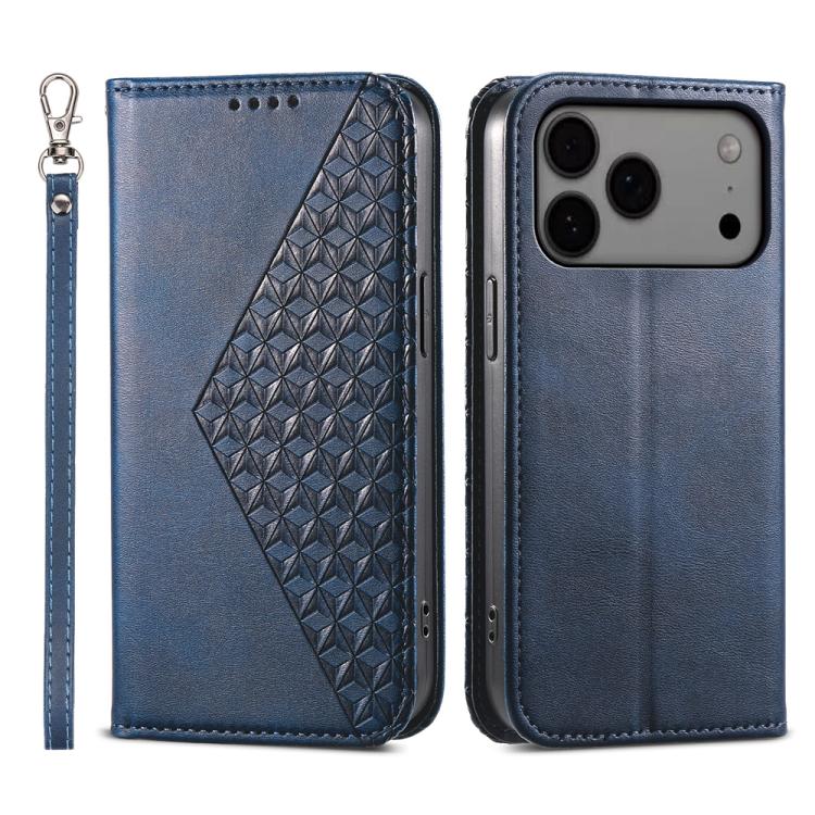 Cubic Grid Calf Texture Magnetic Leather Phone Case, For iPhone 17 Pro Max, For iPhone 17 Pro, For iPhone 17, For iPhone Air