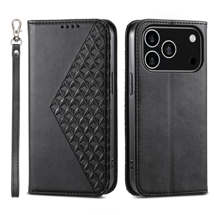 Cubic Grid Calf Texture Magnetic Leather Phone Case, For iPhone 17 Pro Max, For iPhone 17 Pro, For iPhone 17, For iPhone Air