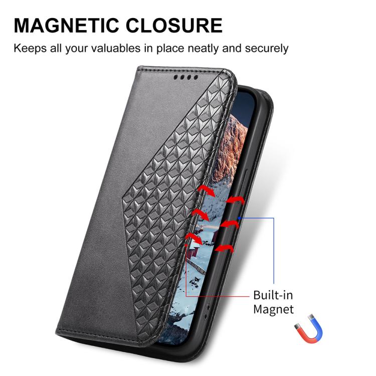 Cubic Grid Calf Texture Magnetic Leather Phone Case, For iPhone 17 Pro Max, For iPhone 17 Pro, For iPhone 17, For iPhone Air