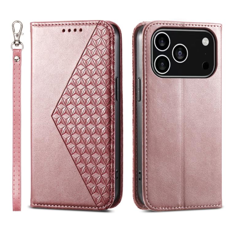 Cubic Grid Calf Texture Magnetic Leather Phone Case, For iPhone 17 Pro Max, For iPhone 17 Pro, For iPhone 17, For iPhone Air