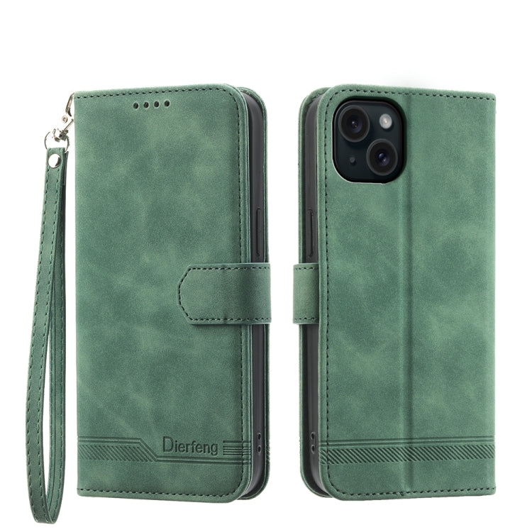 Dierfeng Dream Line TPU Hybrid PU Leather Phone Case, For iPhone 16, For iPhone 15 Pro Max, For iPhone 15 Pro, For iPhone 15 Plus