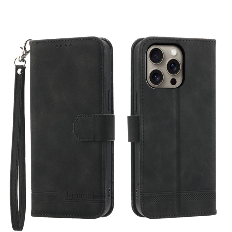 Dierfeng Dream Line TPU Hybrid PU Leather Phone Case, For iPhone 16e, For iPhone 16 Pro Max, For iPhone 16 Pro, For iPhone 16 Plus