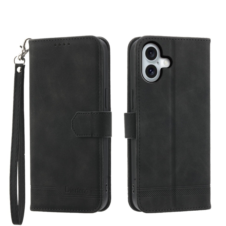 Dierfeng Dream Line TPU Hybrid PU Leather Phone Case, For iPhone 16e, For iPhone 16 Pro Max, For iPhone 16 Pro, For iPhone 16 Plus