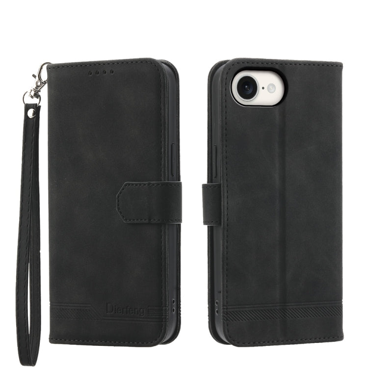 Dierfeng Dream Line TPU Hybrid PU Leather Phone Case, For iPhone 16e, For iPhone 16 Pro Max, For iPhone 16 Pro, For iPhone 16 Plus