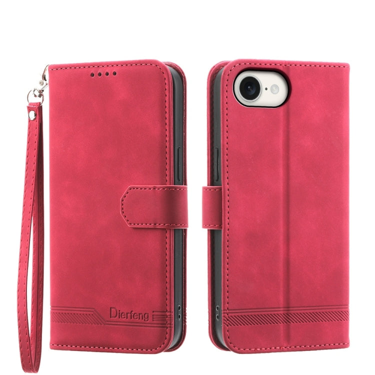 Dierfeng Dream Line TPU Hybrid PU Leather Phone Case, For iPhone 16e, For iPhone 16 Pro Max, For iPhone 16 Pro, For iPhone 16 Plus