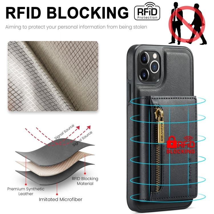DG.MING M5 Series Zip RFID Multi Card Detachable Leather Phone Case, For iPhone 11 Pro Max