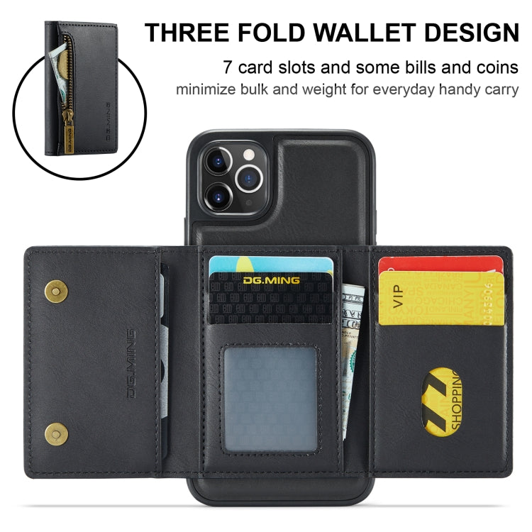 DG.MING M5 Series Zip RFID Multi Card Detachable Leather Phone Case, For iPhone 11 Pro Max