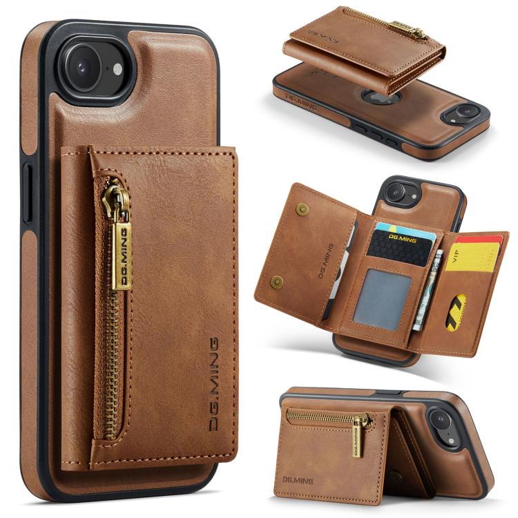 DG.MING M5 Series Zip RFID Multi Card Detachable Leather Phone Case, For iPhone 17e / 16e, For iPhone 17 Pro Max, For iPhone 17 Pro, For iPhone 17