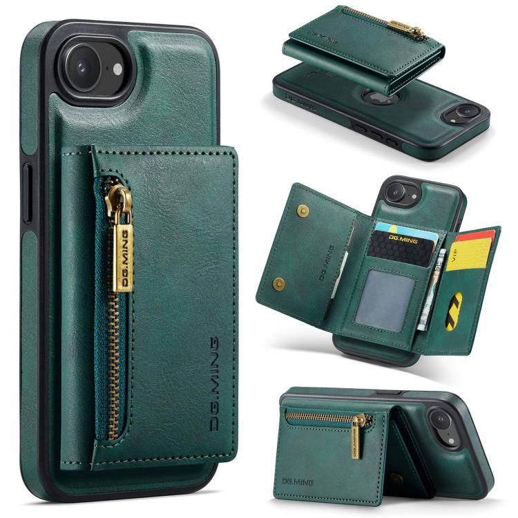 DG.MING M5 Series Zip RFID Multi Card Detachable Leather Phone Case, For iPhone 17e / 16e, For iPhone 17 Pro Max, For iPhone 17 Pro, For iPhone 17