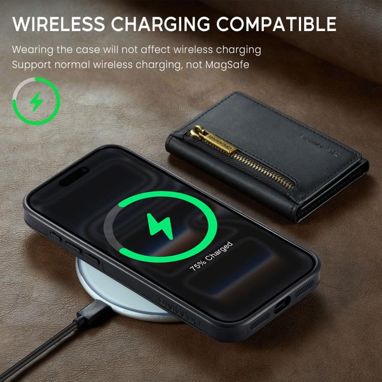 DG.MING M5 Series Zip RFID Multi Card Detachable Leather Phone Case, For iPhone 17e / 16e, For iPhone 17 Pro Max, For iPhone 17 Pro, For iPhone 17