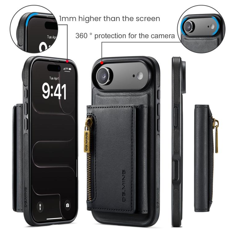 DG.MING M5 Series Zip RFID Multi Card Detachable Leather Phone Case