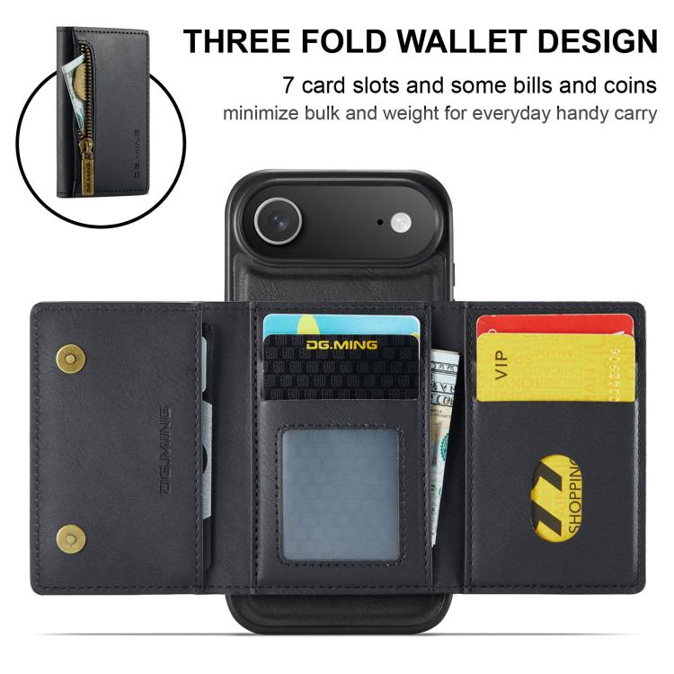 DG.MING M5 Series Zip RFID Multi Card Detachable Leather Phone Case
