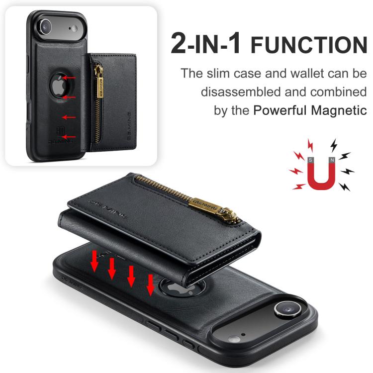 DG.MING M5 Series Zip RFID Multi Card Detachable Leather Phone Case