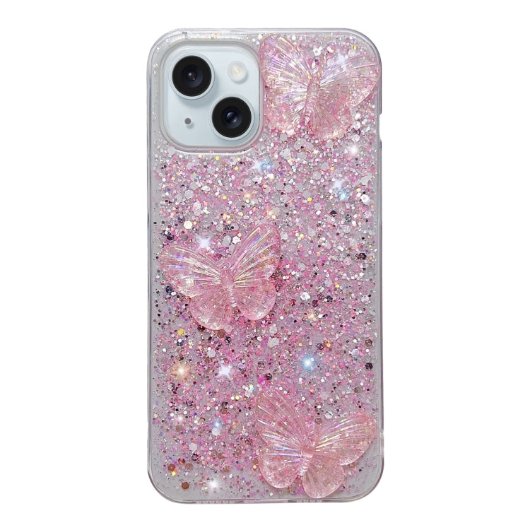 Starry Sequin Crystal Butterflies Epoxy TPU Phone Case, For iPhone 15 Pro Max, For iPhone 15 Pro, For iPhone 15 Plus, For iPhone 15, For iPhone 14 Plus, For iPhone 14