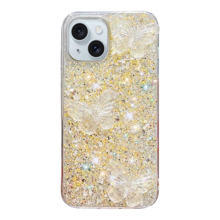 Starry Sequin Crystal Butterflies Epoxy TPU Phone Case, For iPhone 15 Pro Max, For iPhone 15 Pro, For iPhone 15 Plus, For iPhone 15, For iPhone 14 Plus, For iPhone 14