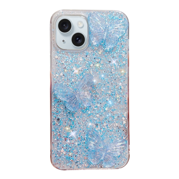 Starry Sequin Crystal Butterflies Epoxy TPU Phone Case, For iPhone 15 Pro Max, For iPhone 15 Pro, For iPhone 15 Plus, For iPhone 15, For iPhone 14 Plus, For iPhone 14