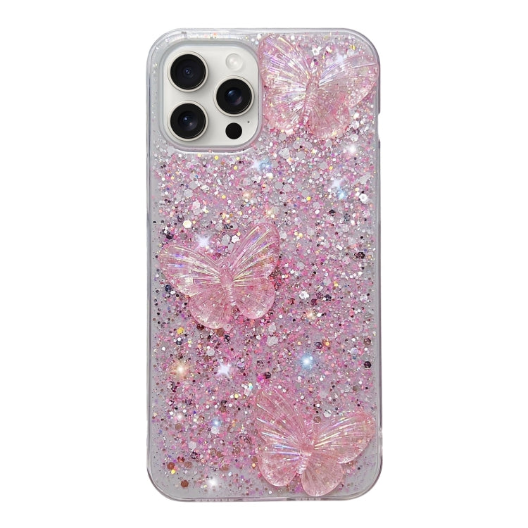 Starry Sequin Crystal Butterflies Epoxy TPU Phone Case, For iPhone 14 Pro, For iPhone 14 Pro Max, For iPhone 13 Pro Max, For iPhone 13 Pro, For iPhone 13, For iPhone 13 mini