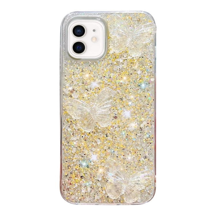 Starry Sequin Crystal Butterflies Epoxy TPU Phone Case, For iPhone 12, For iPhone 12 Pro Max, For iPhone 12 Pro, For iPhone 12 mini, For iPhone 11 Pro Max, For iPhone 11