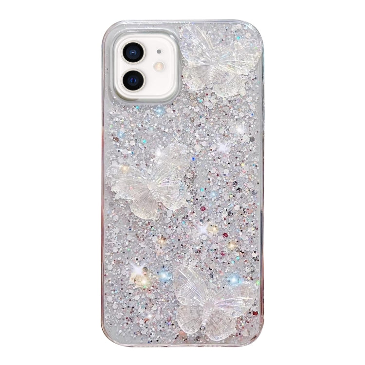 Starry Sequin Crystal Butterflies Epoxy TPU Phone Case, For iPhone 12, For iPhone 12 Pro Max, For iPhone 12 Pro, For iPhone 12 mini, For iPhone 11 Pro Max, For iPhone 11