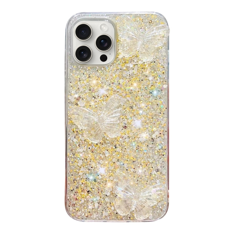 Starry Sequin Crystal Butterflies Epoxy TPU Phone Case, For iPhone 11 Pro