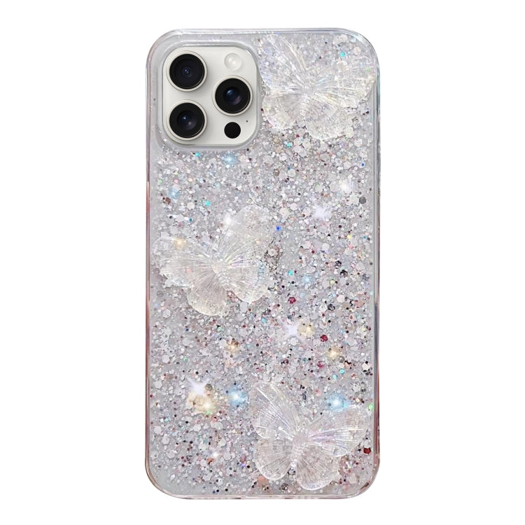 Starry Sequin Crystal Butterflies Epoxy TPU Phone Case, For iPhone 11 Pro