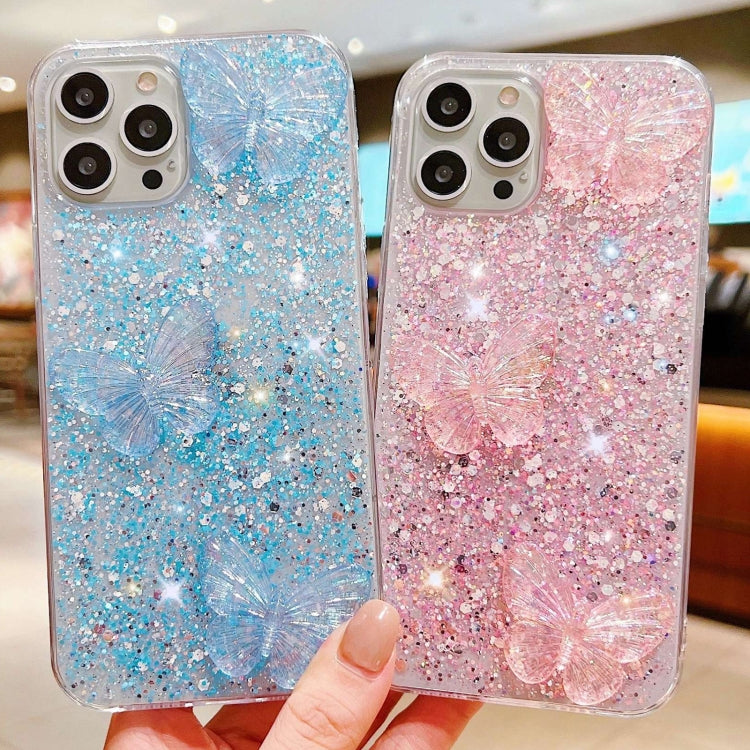 Starry Sequin Crystal Butterflies Epoxy TPU Phone Case, For iPhone 11 Pro
