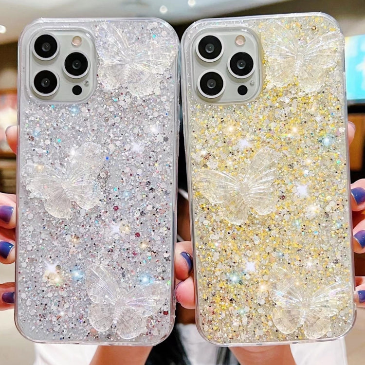 Starry Sequin Crystal Butterflies Epoxy TPU Phone Case, For iPhone 11 Pro