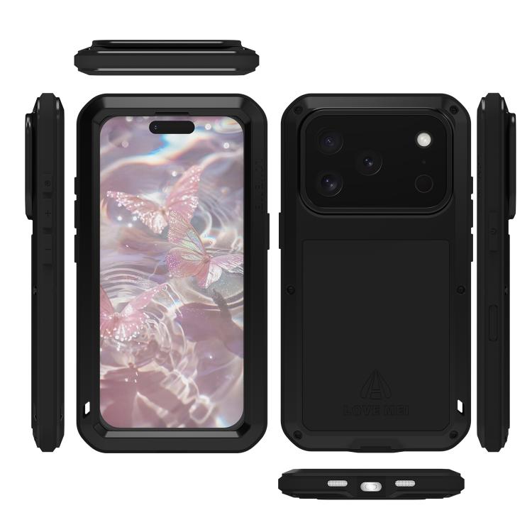 LOVE MEI Metal Shockproof Life Waterproof Dustproof Phone Case, For iPhone 16 Pro Max, For iPhone 16 Pro, For iPhone 16, For iPhone 15 Pro Max