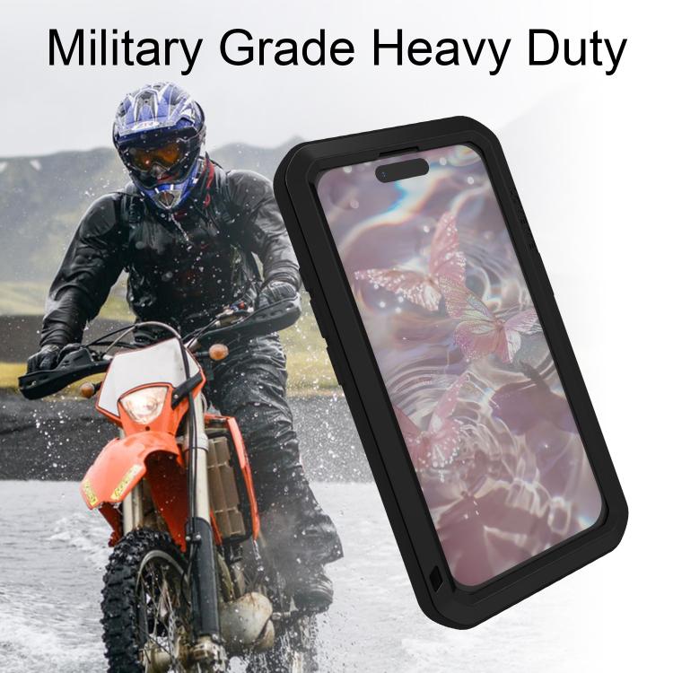 LOVE MEI Metal Shockproof Life Waterproof Dustproof Phone Case, For iPhone 16 Pro Max, For iPhone 16 Pro, For iPhone 16, For iPhone 15 Pro Max