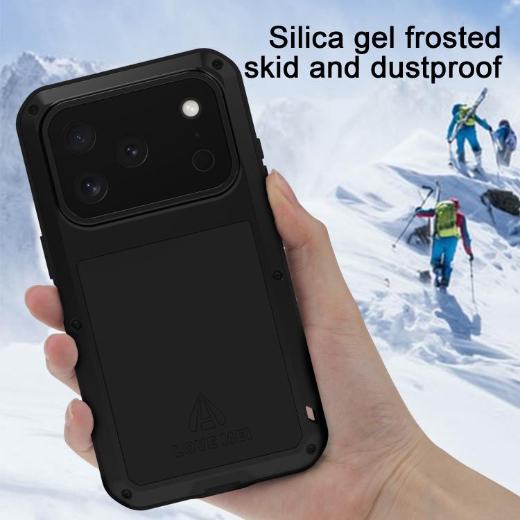 LOVE MEI Metal Shockproof Life Waterproof Dustproof Phone Case, For iPhone 16 Pro Max, For iPhone 16 Pro, For iPhone 16, For iPhone 15 Pro Max