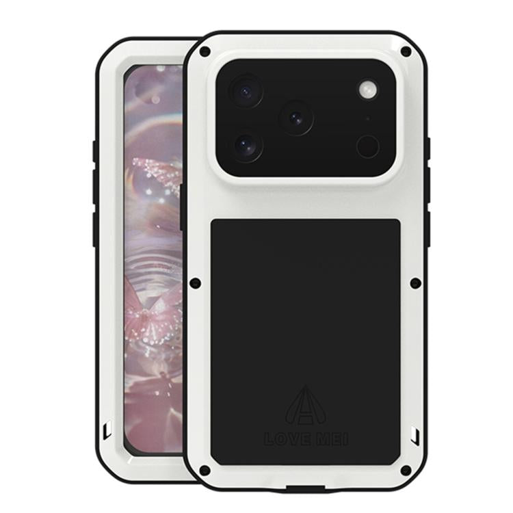 LOVE MEI Metal Shockproof Life Waterproof Dustproof Phone Case, For iPhone 16 Pro Max, For iPhone 16 Pro, For iPhone 16, For iPhone 15 Pro Max