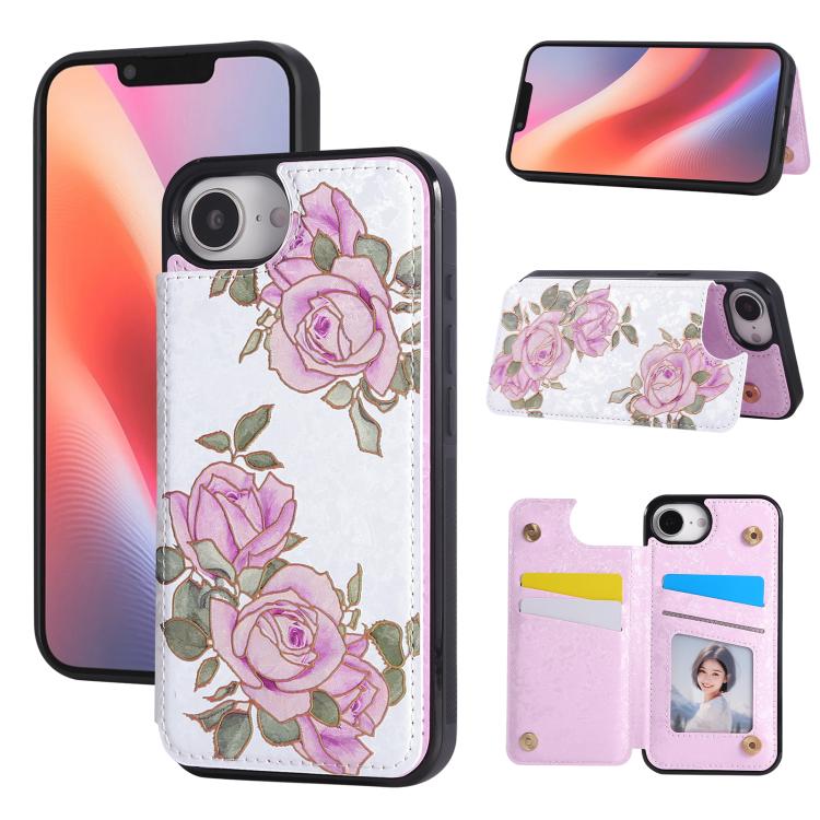 Printed Double Buckle RFID Anti-theft Phone Case, For iPhone 16e, For iPhone 16 Pro Max, For iPhone 16 Pro, For iPhone 16 Plus, For iPhone 16, For iPhone 15 Pro Max