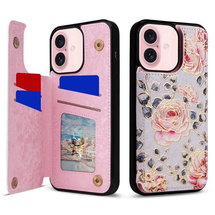 Printed Double Buckle RFID Anti-theft Phone Case, For iPhone 16e, For iPhone 16 Pro Max, For iPhone 16 Pro, For iPhone 16 Plus, For iPhone 16, For iPhone 15 Pro Max