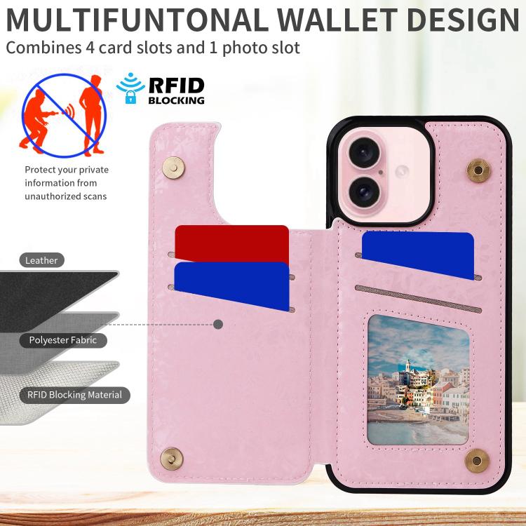 Printed Double Buckle RFID Anti-theft Phone Case, For iPhone 16e, For iPhone 16 Pro Max, For iPhone 16 Pro, For iPhone 16 Plus, For iPhone 16, For iPhone 15 Pro Max