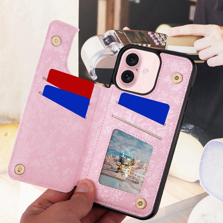 Printed Double Buckle RFID Anti-theft Phone Case, For iPhone 16e, For iPhone 16 Pro Max, For iPhone 16 Pro, For iPhone 16 Plus, For iPhone 16, For iPhone 15 Pro Max