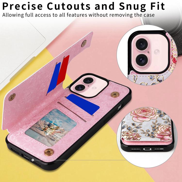 Printed Double Buckle RFID Anti-theft Phone Case, For iPhone 16e, For iPhone 16 Pro Max, For iPhone 16 Pro, For iPhone 16 Plus, For iPhone 16, For iPhone 15 Pro Max