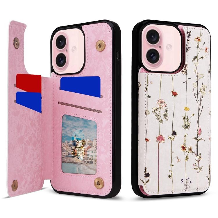 Printed Double Buckle RFID Anti-theft Phone Case, For iPhone 16e, For iPhone 16 Pro Max, For iPhone 16 Pro, For iPhone 16 Plus, For iPhone 16, For iPhone 15 Pro Max