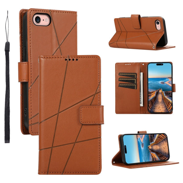 PU Genuine Leather Texture Embossed Line Phone Case, For iPhone 14 Pro Max, For iPhone SE 2022 / SE 2020, For iPhone 13 Pro Max, For iPhone 13 Pro