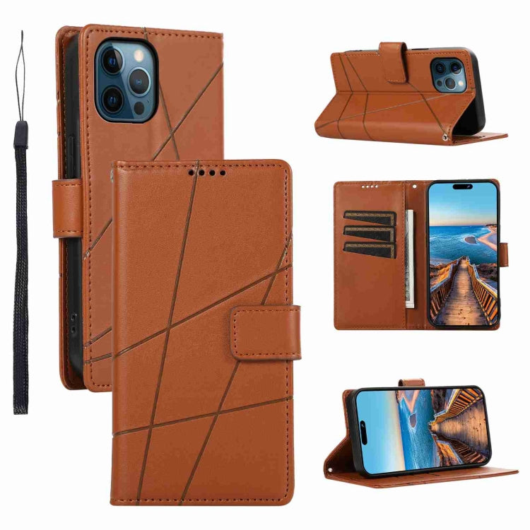 PU Genuine Leather Texture Embossed Line Phone Case, For iPhone 13, For iPhone 13 mini, For iPhone 12, For iPhone 12 Pro Max