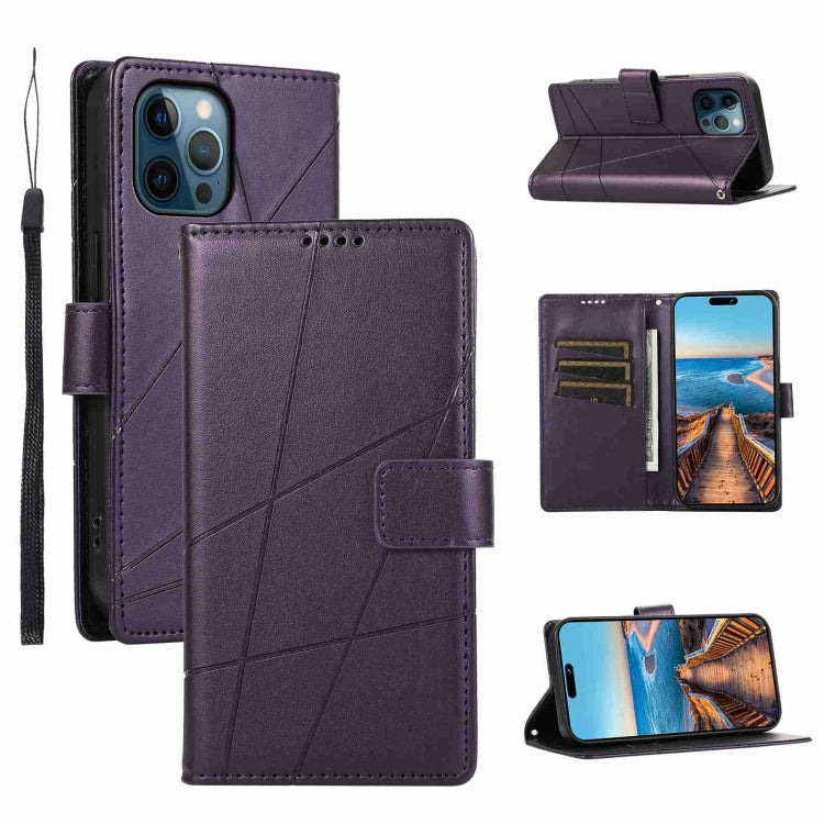 PU Genuine Leather Texture Embossed Line Phone Case, For iPhone 13, For iPhone 13 mini, For iPhone 12, For iPhone 12 Pro Max