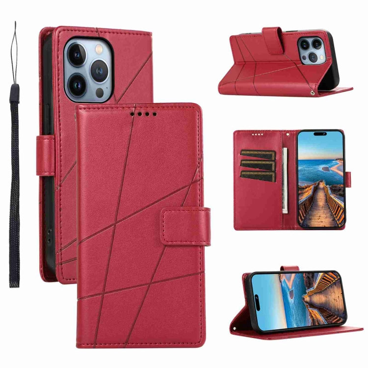 PU Genuine Leather Texture Embossed Line Phone Case, For iPhone 14 Pro Max, For iPhone SE 2022 / SE 2020, For iPhone 13 Pro Max, For iPhone 13 Pro