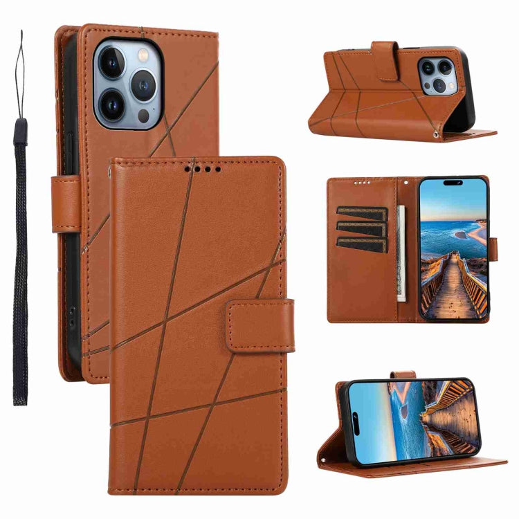 PU Genuine Leather Texture Embossed Line Phone Case, For iPhone 14 Pro Max, For iPhone SE 2022 / SE 2020, For iPhone 13 Pro Max, For iPhone 13 Pro