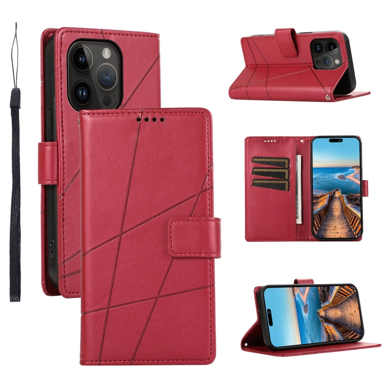 PU Genuine Leather Texture Embossed Line Phone Case, For iPhone 15, For iPhone 14 Plus, For iPhone 14, For iPhone 14 Pro
